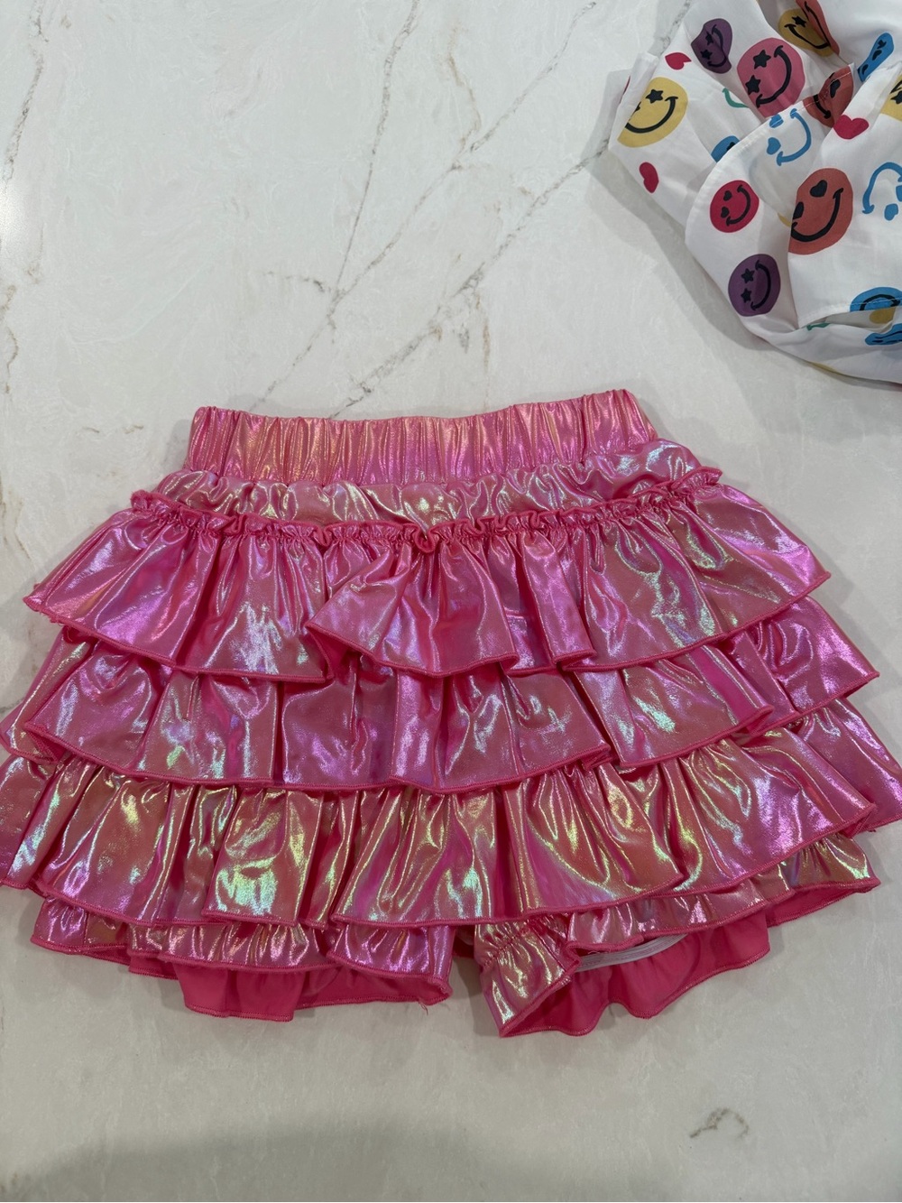 Lola + The Boys Shimmer Pink Tiered Ruffle Skort